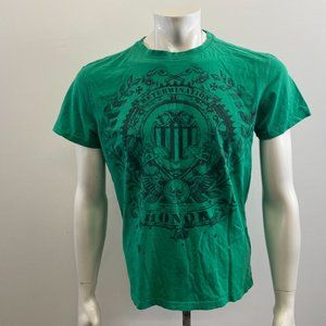 Chals Men's Green Graphical Determination Honor T-Shirt Size Large Cotton